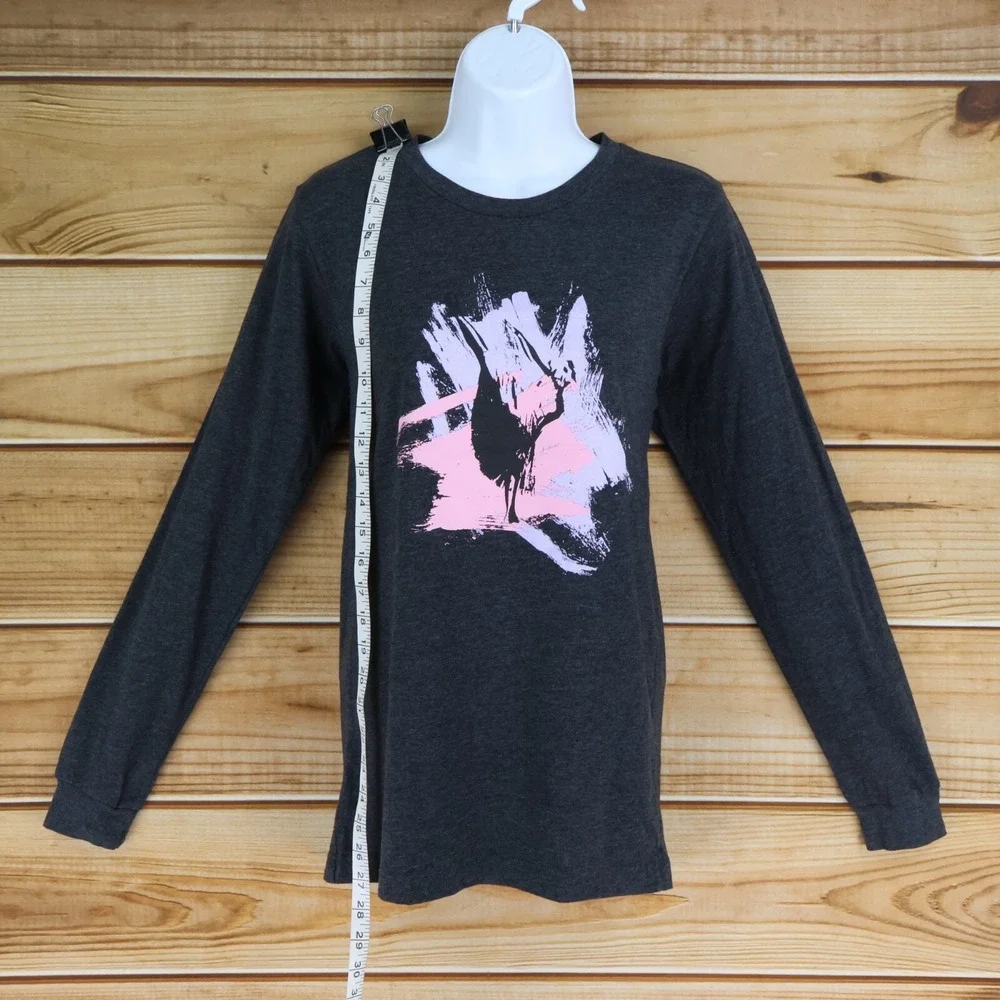 Ballet‎ Graphic Print Long Sleeve Shirt Womens Size S Gray Pink Heathered Dance